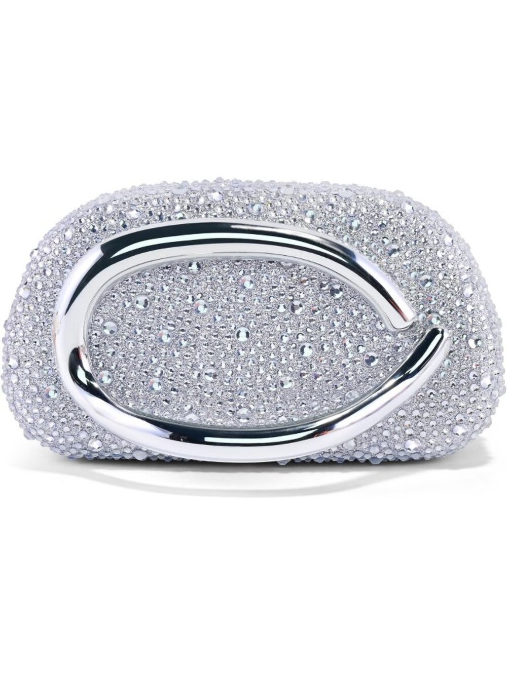 Women's Rhinestone Silver Acrylic Clutch Chain Handle Formal Evening Purse Bag